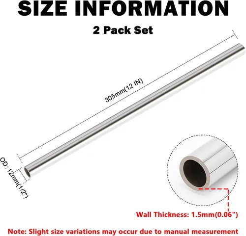 Vista 2 de Livabber Tubo redondo de acero inoxidable 304, pared de 0.06 pulgadas x 12 pulgadas de largo, tubo soldable a prueba de óxido para construcción