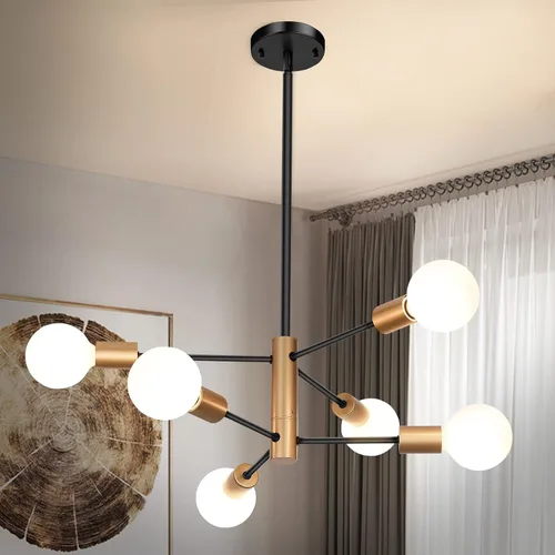 Vista 10 de Sheetea Candelabro moderno, lámpara de comedor de níquel cepillado