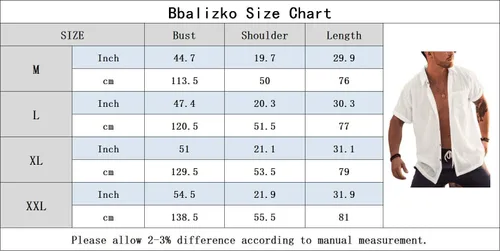 Vista 6 de Bbalizko Mens Short Sleeve Button Up Shirts Linen Cotton Beach Tops Spread Collar Plain Summer T Shirt with Pocket