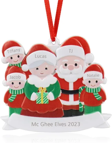 Vista 17 de JewelOra Adornos de Navidad, personalizados de 2 a 6 miembros de la familia, adorno personalizado para árbol de Navidad, decoraciones de vacaciones