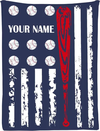 Vista 13 de Manta suave y acogedora con bandera de Estados Unidos de béisbol para niños, niñas, bebés, recién nacidos, manta de recepción de Navidad, 40 x 30