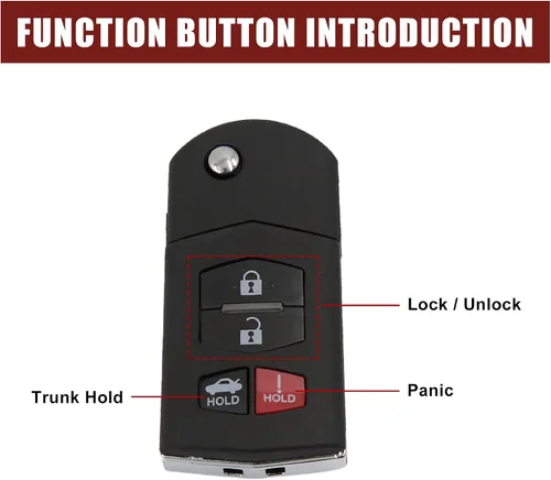 Vista 3 de uxcell Nuevo Smart Remote Flip Key Fob Shell Case 4 Botón para Mazda 3 5 RX-8 CX-7 CX-9 2007-2010