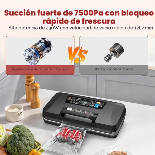 Vista 2 de Máquina selladora al vacío mejorada: sellador de alimentos 10 en 1 con Gris