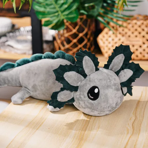 Vista 5 de Animales de peluche de ajolote con peso de 30 pulgadas para adultos y niños, 5 libras de peso grande, animales de regazo de ajolote de peluche