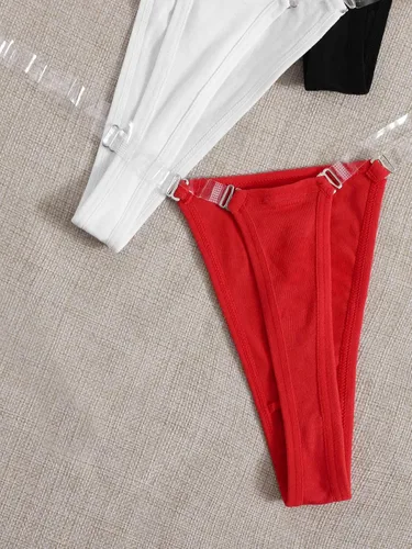 Vista 4 de Verdusa Paquete de 3 tangas transparentes para mujer, tanga invisible