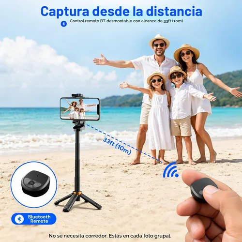 Vista 4 de Mini Selfie Stick Tripod, 4" Pocket-Sized Selfie Stick with Bluetooth Remote, 4-Leg Reinforced Stand, 360° Rotation, 3.8 oz Lightweight for
