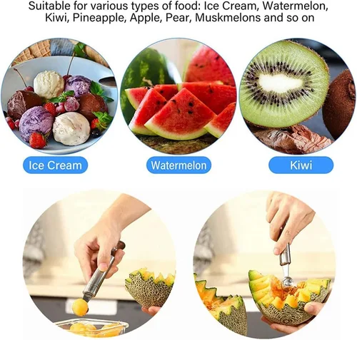 Vista 6 de Cuchara de doble cara del melón de la fruta, 2 en 1 cortador de la cucharada del acero inoxidable 7.9 in