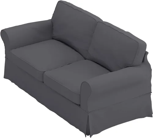 Vista 5 de Funda de sofá de algodón compatible con Pottery Barn Comfort funda de sofá Borde de caja gris oscuro