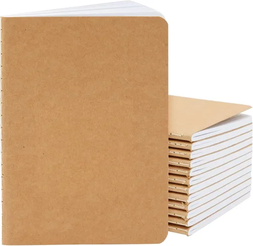Vista 14 de Cuadernos pequeños a rayas a granel, cubierta de papel kraft negro, paquete de 48 mini diarios de composición de 4.25 x 5.5 pulgadas para niños