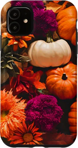 Vista 8 de Funda con temática de otoño para iPhone 16, diseño de calabaza, niña, mujer, diseño vintage de otoño