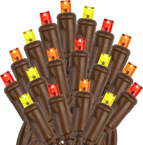 Vista 10 de Novelty Lights Guirnalda de luces LED multicolor de Navidad de 50 pies, 100 luces LED de Navidad de 6 pulgadas de espacio en cable marrón Varios