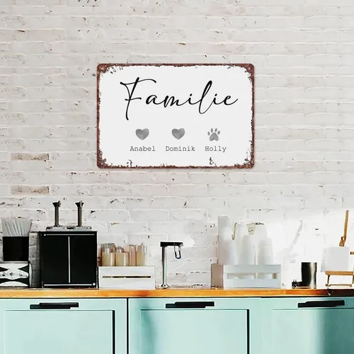 Vista 4 de SXUZUSF Family Idea Family Picture Poster Retro Tin Metal Sign For Home Room Hallway Bathroom Office Wall Decoration Size Is 12x8 Inch