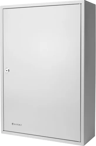 Vista 4 de Barska Gabinete para llaves de 240 posiciones con ganchos numerados, organizador de llaves de acero para montaje en pared, caja fuerte con registro