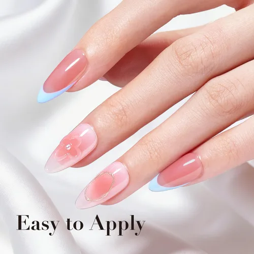 Vista 2 de AZUREBEAUTY Juego de esmaltes de uñas rosa nude (4 colores + capa superior), aspecto natural de gelatina lechosa, secado rápido, no necesita