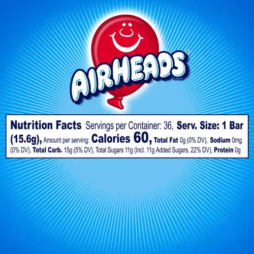 Vista 10 de Airheads Barras de caramelo de tamaño completo, cereza, caja de 36