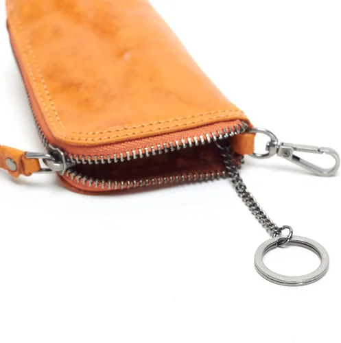 Vista 6 de Ancicraft Funda de cuero para llaves y llaveros, organizador de anillos, cartera con cremallera para hombres y mujeres