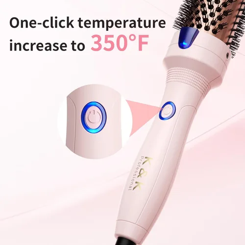 Vista 7 de K&K Cepillo rizador térmico de 1.25 pulgadas con tecnología iónica de turmalina de cerámica, cepillo caliente voluminizador para volumen de raíces