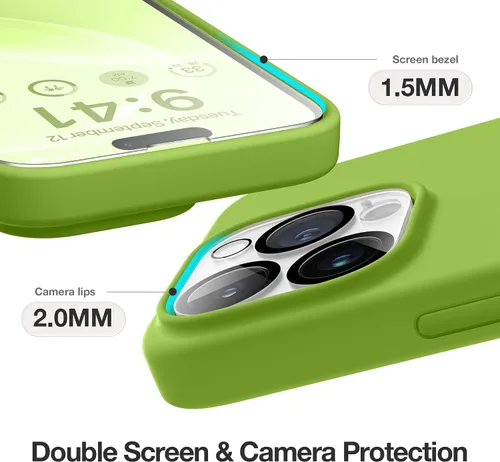 Vista 4 de GONEZ Funda magnética para iPhone 14 Pro, compatible con MagSafe, forro de microfibra antiarañazos y protector de pantalla, funda de silicona