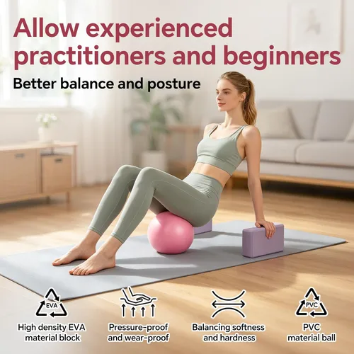Vista 2 de Bloque de pilates y pelota, kit de pilates para entrenamientos en casa