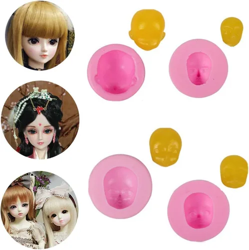 Vista 10 de Moldes de silicona para cara de bebé, herramientas para hornear, molde de arcilla polimérica hecha a mano, molde de chocolate Sugarcraft, 12 uds