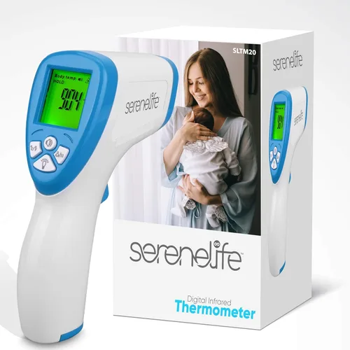 Vista 2 de Serenelife Termómetro para adultos, pistola de termómetro infrarrojo sin contacto, lecturas rápidas y precisas, alerta de pistola de alta