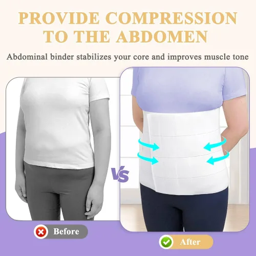 Vista 3 de Faja abdominal poscirugía para abdominoplastia después de la histerectomía, faja abdominal médica de 12 pulgadas para hombres y mujeres, envoltura
