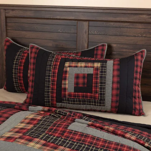 Vista 9 de VHC Brands Rustic & Lodge Cumberland - Accesorio de ropa de cama acolchado, funda europea, 26 x 26 pulgadas, color rojo chile