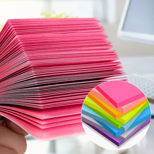 Vista 4 de (18 Blocs) Notas Adhesivas de 3x3 pulgadas, Blocs Autoadhesivos de Colores Brillantes, Reciclables, Fáciles de Pegar para Casa, Oficina, Cuaderno