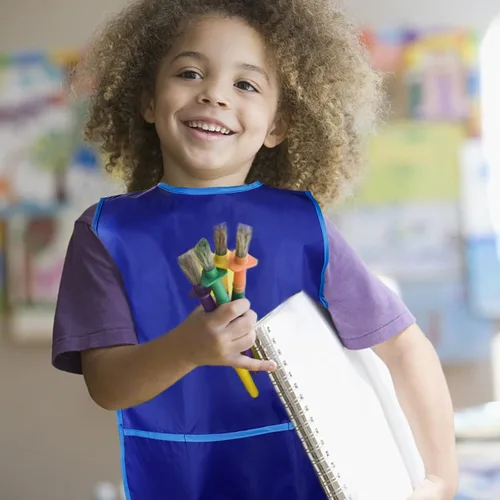 Vista 6 de 4 delantales de pintura para niños, delantales impermeables con 3 bolsillos, para niños de 3 a 8 años, 4 colores 4 colores (velcro)