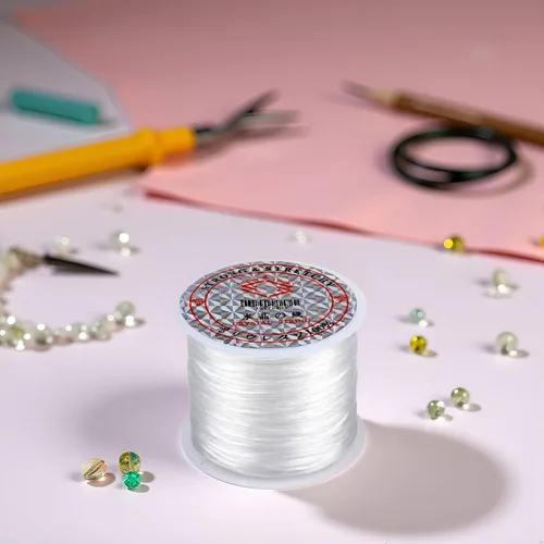 Vista 2 de Generic Cordón elástico para cuentas, 0.039 in, rosa, para pulseras y collares, fabricación de joyas de bricolaje