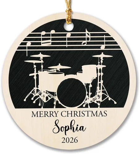 Vista 9 de Adorno de Navidad de instrumento musical de acordeón, nombre personalizado y adorno de año para acordeonista, regalo de profesor de música