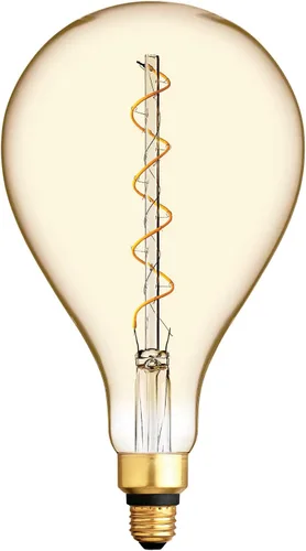 Vista 2 de GE Bombilla LED de estilo vintage, 40 vatios, acabado ámbar, bombilla grande en forma de pera PS52 (paquete de 1) Decorative amber Edison LED