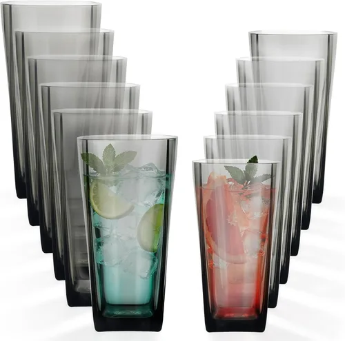 Vista 10 de Top-spring Vaso de Agua de Plástico Reutilizable de 20 Onzas, Vasos Transparentes Irrompibles para Beber, Sin BPA, Juego de 6 Vasos Azules