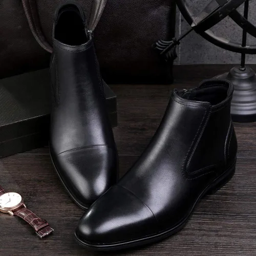 Vista 7 de Cestfini Botas Chelsea para hombre, cómodas botas de vestir de gamuza, botas de tobillo Chukka casuales para hombre