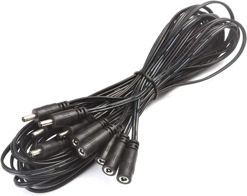 Vista 2 de Cable de extensión para iluminación debajo del gabinete, luces LED regulables de disco, kit de tira enlazable CC 12V 5 pies 35-135 conector CC