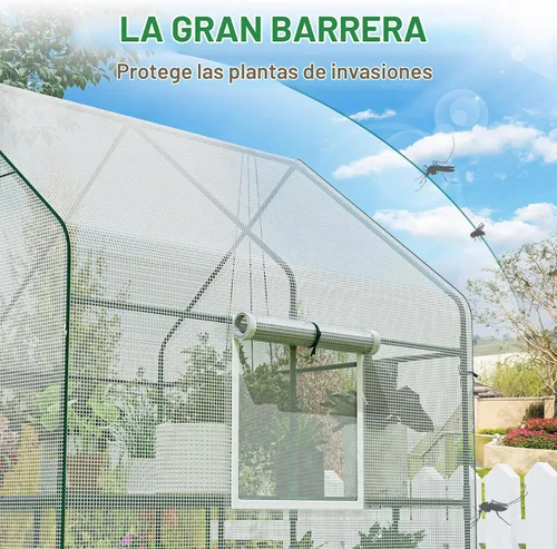 Vista 5 de SPECILITE Invernadero de 56 × 56 × 78 pulgadas para plantas de jardín al Blanco