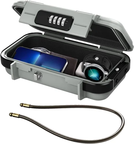 Vista 11 de ORIA Funda de seguridad portátil, caja de seguridad portátil, caja de seguridad con combinación de 4 dígitos, caja de seguridad para teléfonos