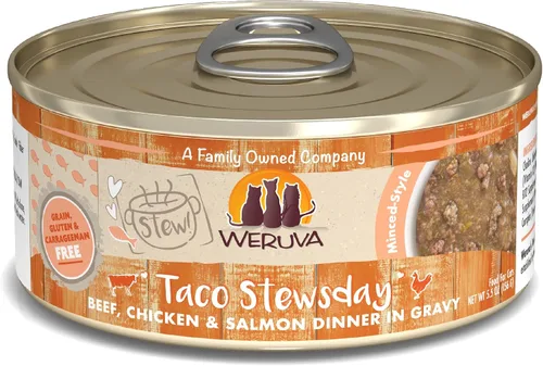 Vista 13 de Weruva Classic Cat Stews!, Stew's Clues con pavo, pollo y salmón en salsa, lata de 2.8 onzas (paquete de 12)
