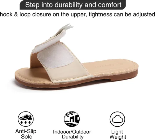 Vista 6 de THEE BRON Lindas pantuflas para niñas, sandalias elegantes para niños pequeños y niños