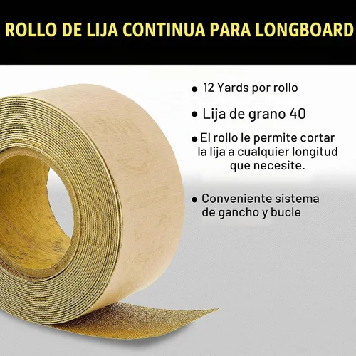 Vista 4 de Dura-Gold Premium – Oro de 40 Grano – Rollo de papel de lija continuo de Longboard con respaldo de gancho y bucle, 2-3/4 pulgadas de ancho, 12