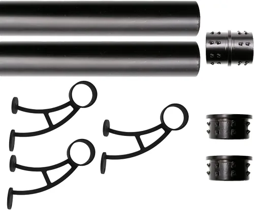 Vista 6 de Kit de riel de pie de montaje en barra sólida, tubo de acero inoxidable negro mate con conector interno, soporte de riel de pie de montaje en barra