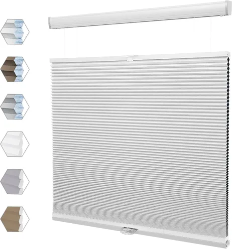 Vista 7 de Persianas celulares opacas con diseño de panal de abeja, persianas inalámbricas para ventanas de oscurecimiento de habitación, fácil de instalar