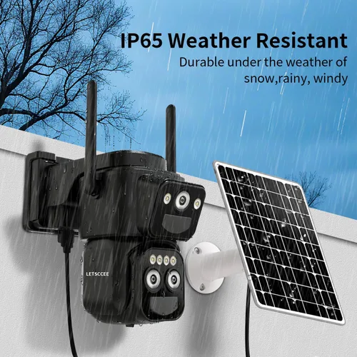 Vista 9 de LETSCEE Cámaras de seguridad inalámbricas para exteriores alimentadas por energía solar para seguridad del hogar, cámara exterior de visión de 360°