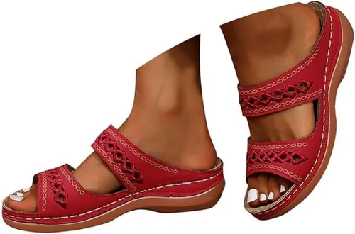 Vista 8 de Sandalias de verano elegantes para mujer, planas, bonitas, informales, para playa, cómodas, ortopédicas, sin cordones, sandalias ortopédicas