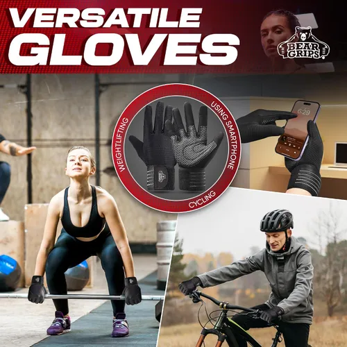 Vista 7 de Bear Grips Guantes de levantamiento de pesas para hombres y mujeres Guantes de levantamiento de medio dedo Guantes de entrenamiento de dedo dedo