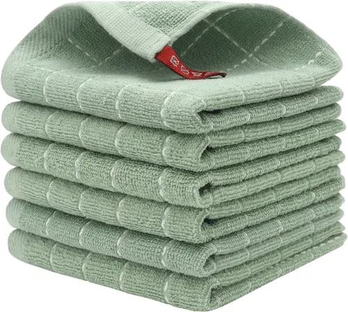 Vista 15 de Trapos de cocina de algodón, trapos para lavar platos, juego de 6, 12 x 12 pulgadas, beige Trapos suaves de cocina, paños multiusos para cocina