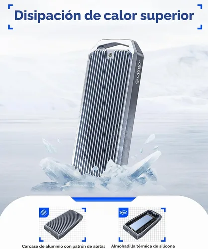 Vista 4 de ORICO Carcasa para SSD M.2 USB4 de 40 Gbps, soporta SSD M.2 NVMe de hasta 8 TB, funda de aleación de aluminio con aletas, cable USB-C a USB-A y C 2