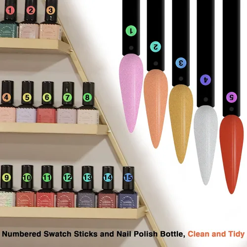 Vista 3 de Palitos para muestras de uñas con calcomanías numéricas, 100 unidades (negro) Nail Color Display Stiletto Tips with 2 copies 1-100 number