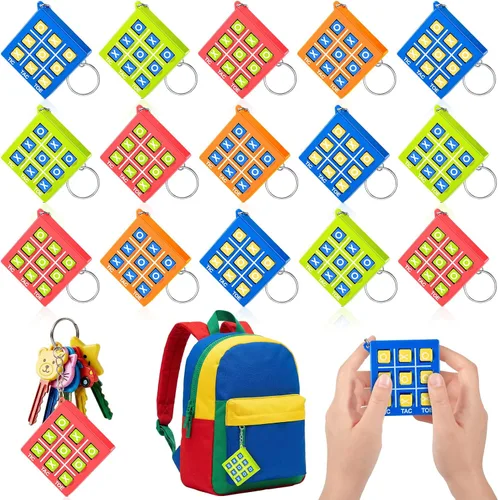 Vista 12 de Hicarer Llavero de juego de 8 piezas de Tic Tac Toe para niños de 4 a 8 a Ret