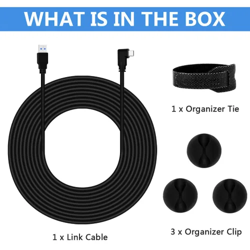 Vista 2 de Cable de enlace de 16 pies para Oculus Quest 2 Quest 1 Rift S VR cable de enlace de PC VR USB 30 tipo A a C 5 Gbps cable de carga de transferencia